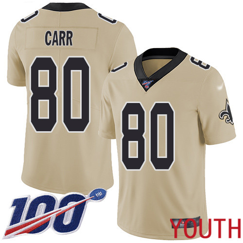 New Orleans Saints Limited Gold Youth Austin Carr Jersey NFL Football 80 100th Season Inverted Legend Jersey
